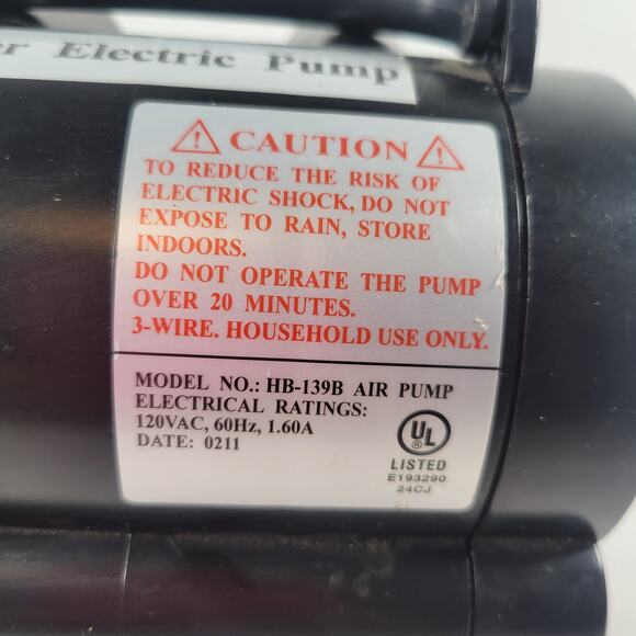 Super Electric Air Pump HB-139B, 120V, 1.60A, UL Listed, Tested - Picture 3 of 16